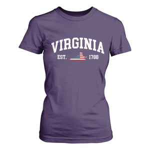 Virginia American Flag Map T Shirt For Women State Travel Souvenir TS14 Purple Print Your Wear