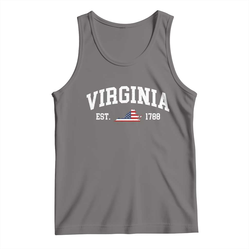 Virginia American Flag Map Tank Top State Travel Souvenir TS14 Deep Heather Print Your Wear