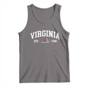 Virginia American Flag Map Tank Top State Travel Souvenir TS14 Deep Heather Print Your Wear
