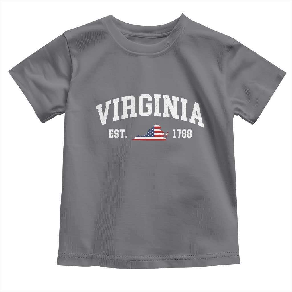Virginia American Flag Map Toddler T Shirt State Travel Souvenir TS14 Charcoal Print Your Wear