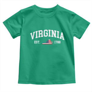 Virginia American Flag Map Toddler T Shirt State Travel Souvenir TS14 Irish Green Print Your Wear