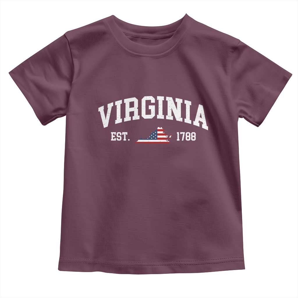 Virginia American Flag Map Toddler T Shirt State Travel Souvenir TS14 Maroon Print Your Wear