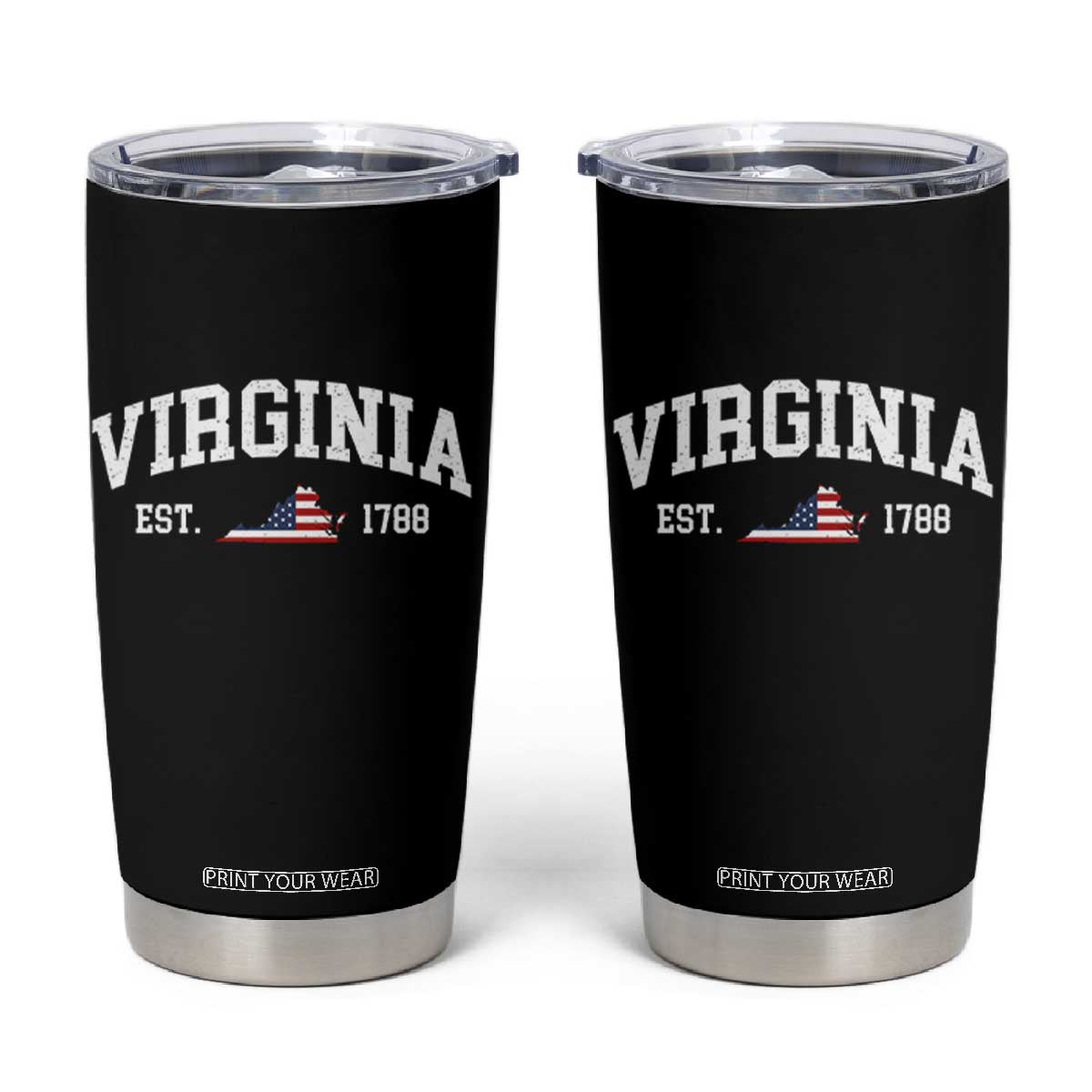 Virginia American Flag Map Tumbler Cup State Travel Souvenir TS14 Black Print Your Wear