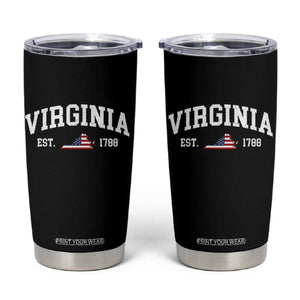 Virginia American Flag Map Tumbler Cup State Travel Souvenir TS14 Black Print Your Wear