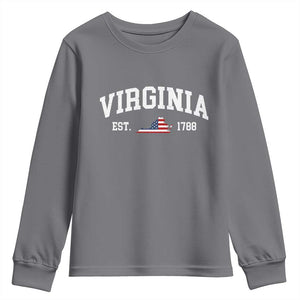 Virginia American Flag Map Youth Sweatshirt State Travel Souvenir TS14 Charcoal Print Your Wear