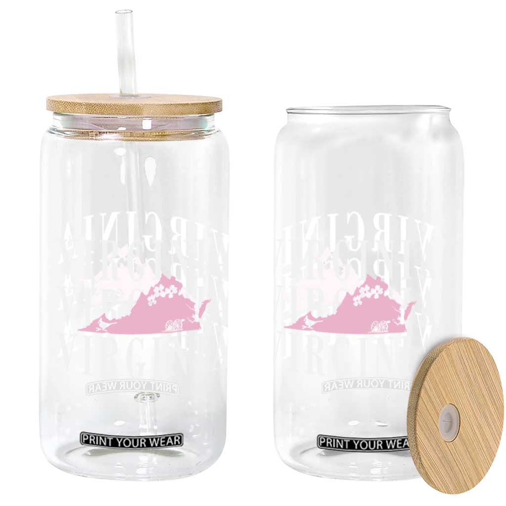 Virginia State Map Glass Can East Coast State Pride Travel Gift