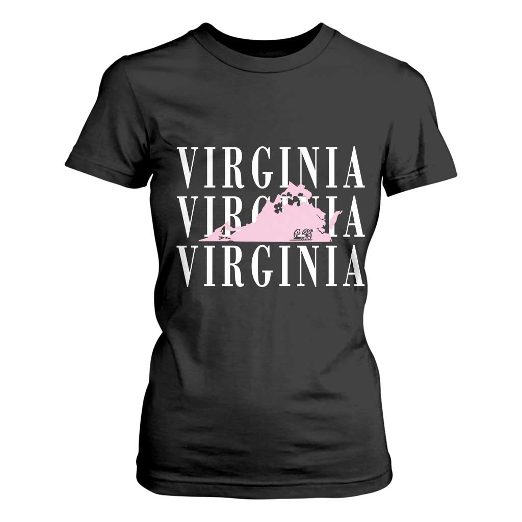 Virginia State Map T Shirt For Women East Coast State Pride Travel Gift TS14 Black Print Your Wear