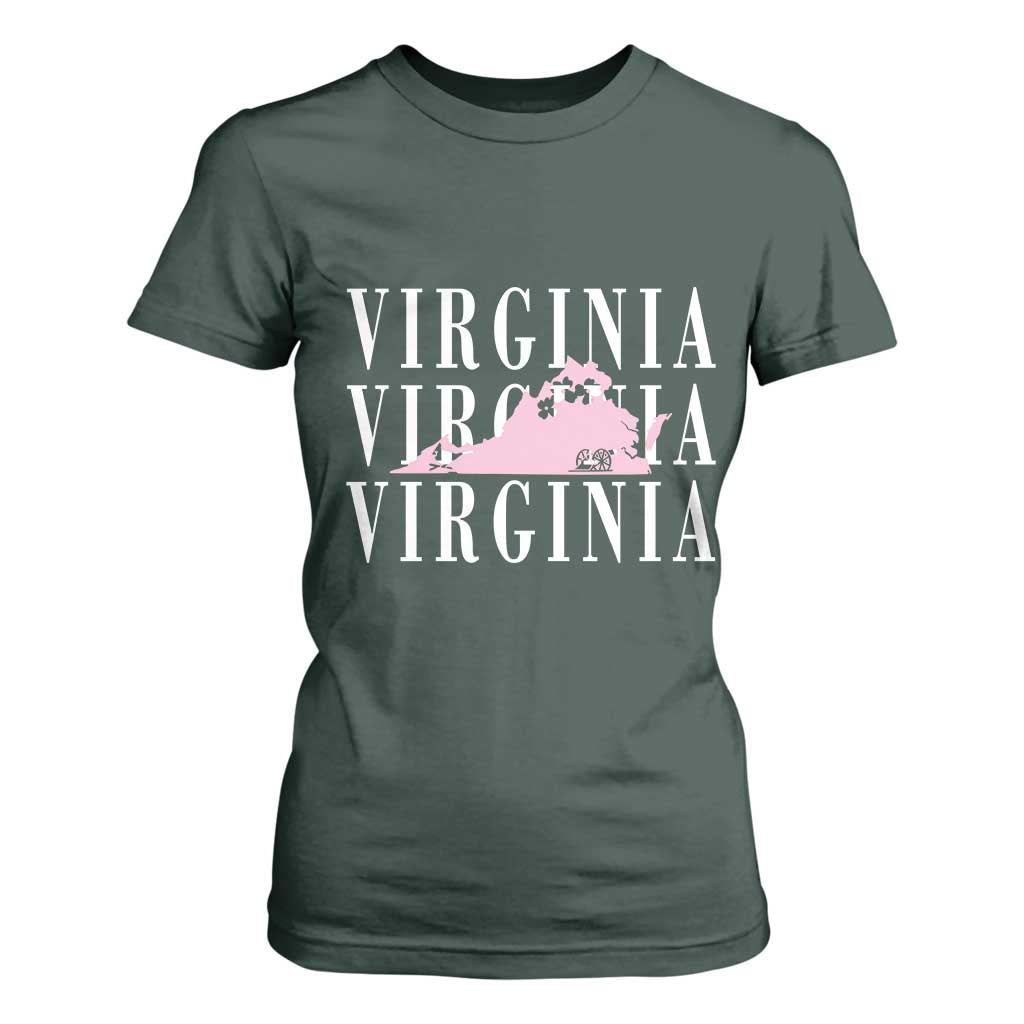 Virginia State Map T Shirt For Women East Coast State Pride Travel Gift