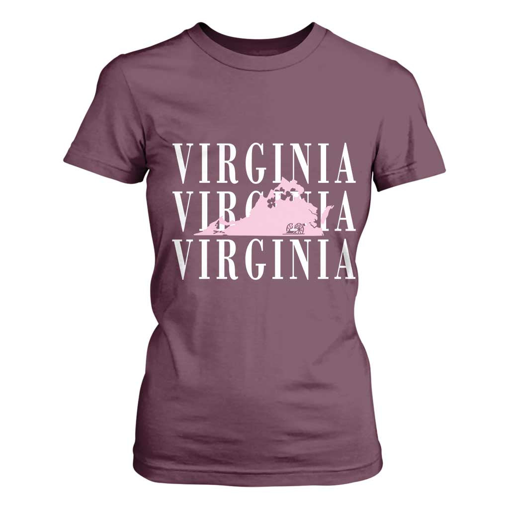 Virginia State Map T Shirt For Women East Coast State Pride Travel Gift