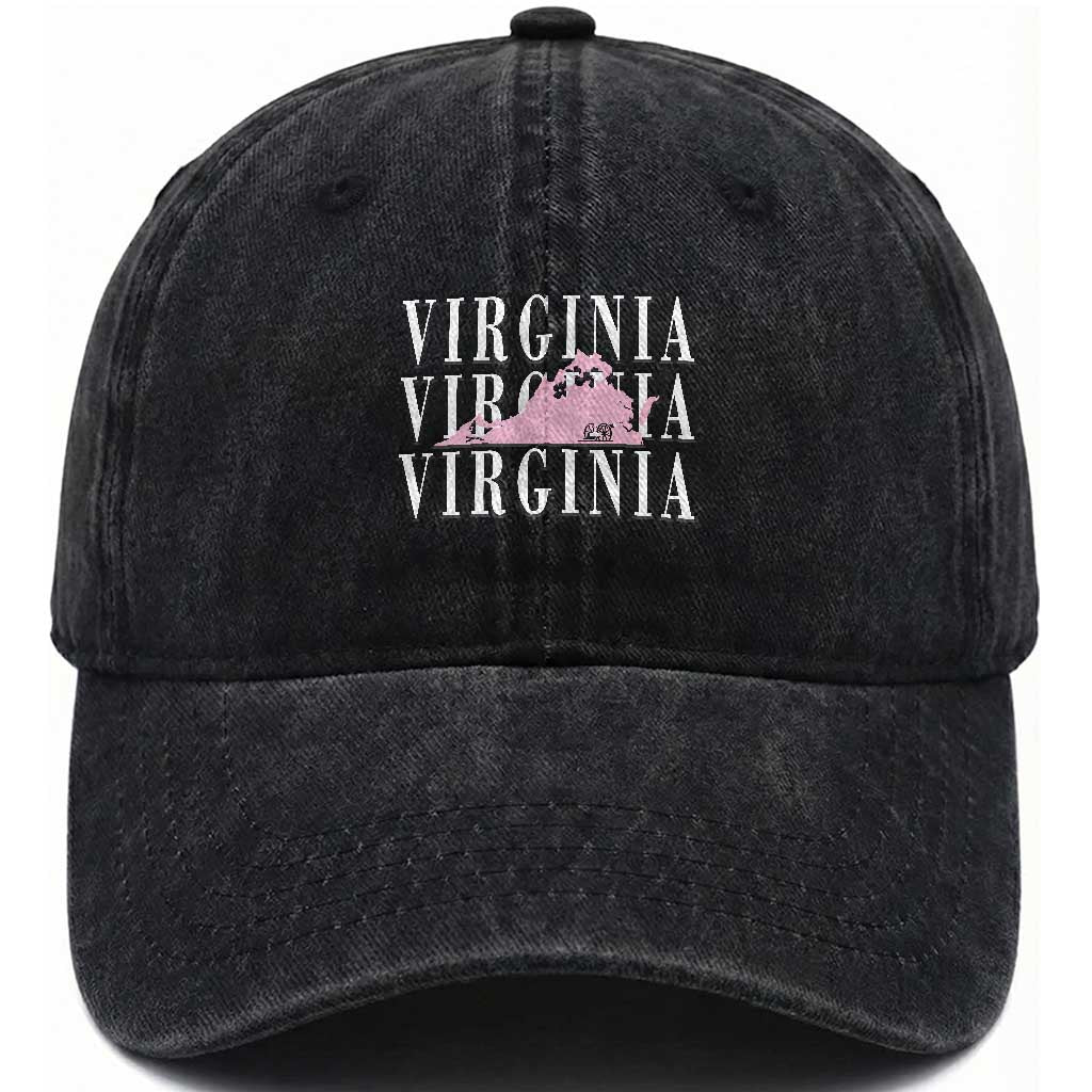 Virginia State Map Washed Cotton Baseball Cap East Coast State Pride Travel Gift TS14 Print Your Wear