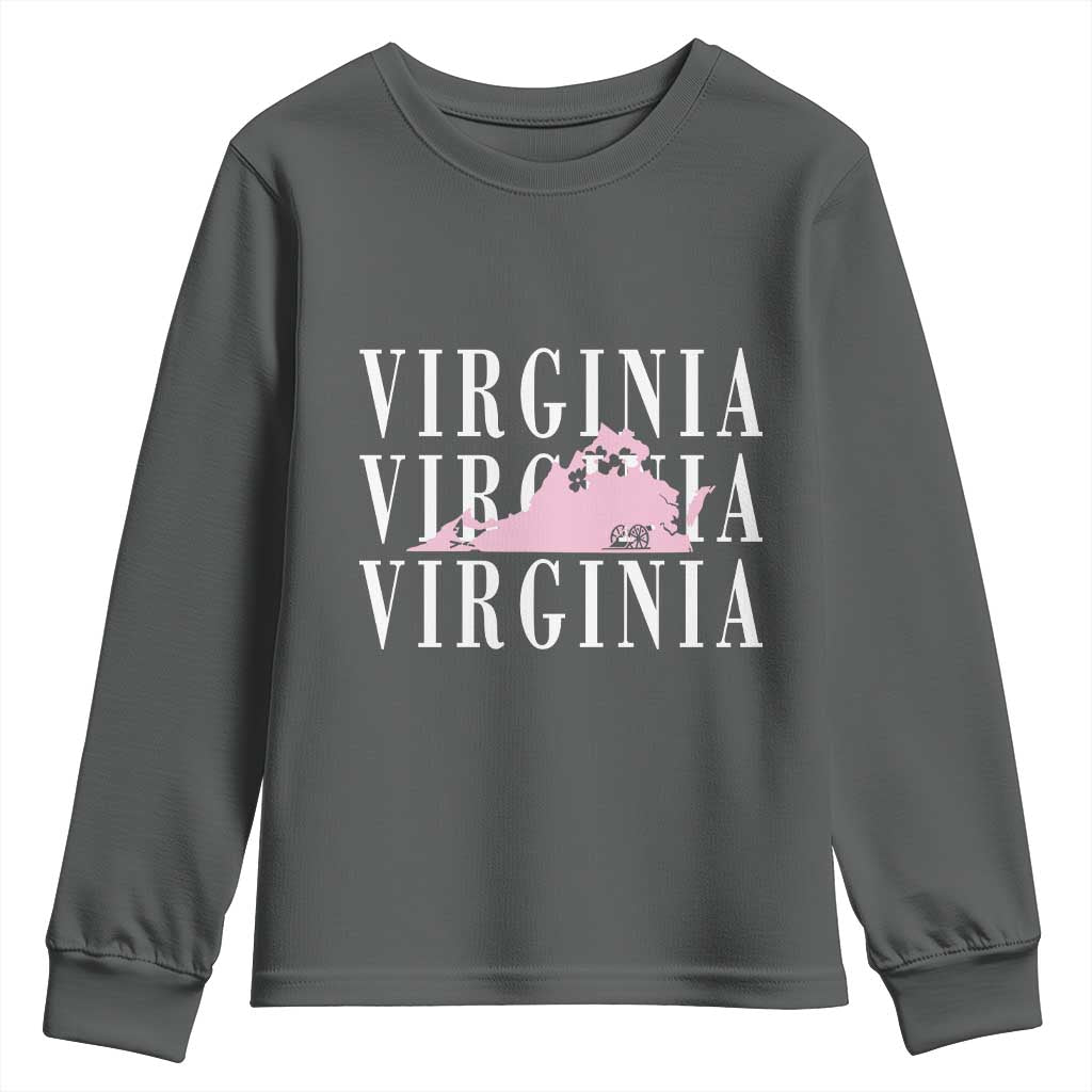 Virginia State Map Youth Sweatshirt East Coast State Pride Travel Gift