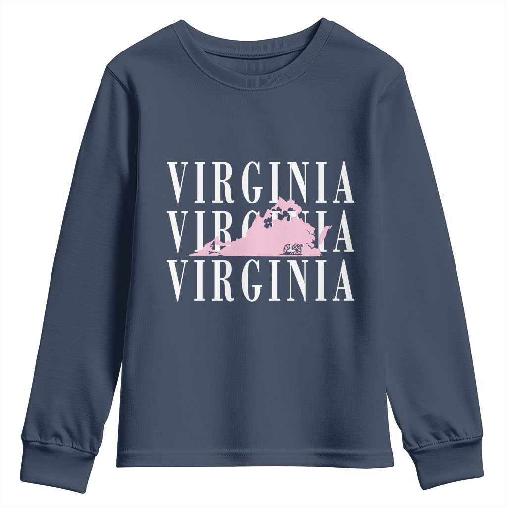 Virginia State Map Youth Sweatshirt East Coast State Pride Travel Gift
