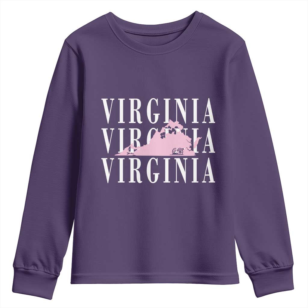 Virginia State Map Youth Sweatshirt East Coast State Pride Travel Gift