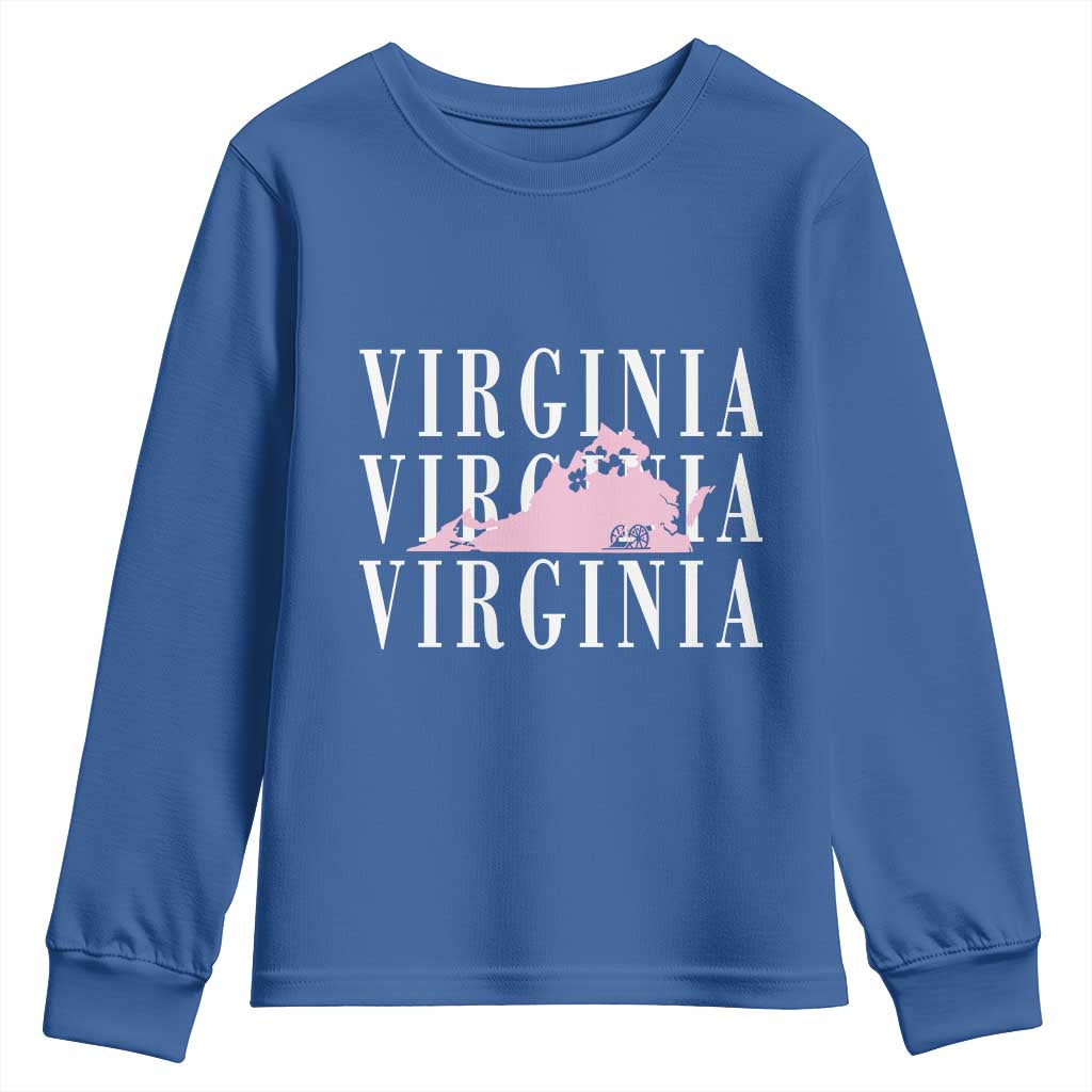 Virginia State Map Youth Sweatshirt East Coast State Pride Travel Gift