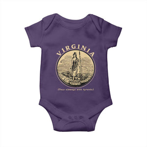 Vintage Virginia Motto Sic Semper Tyrannis Baby Onesie TS14 Purple Print Your Wear