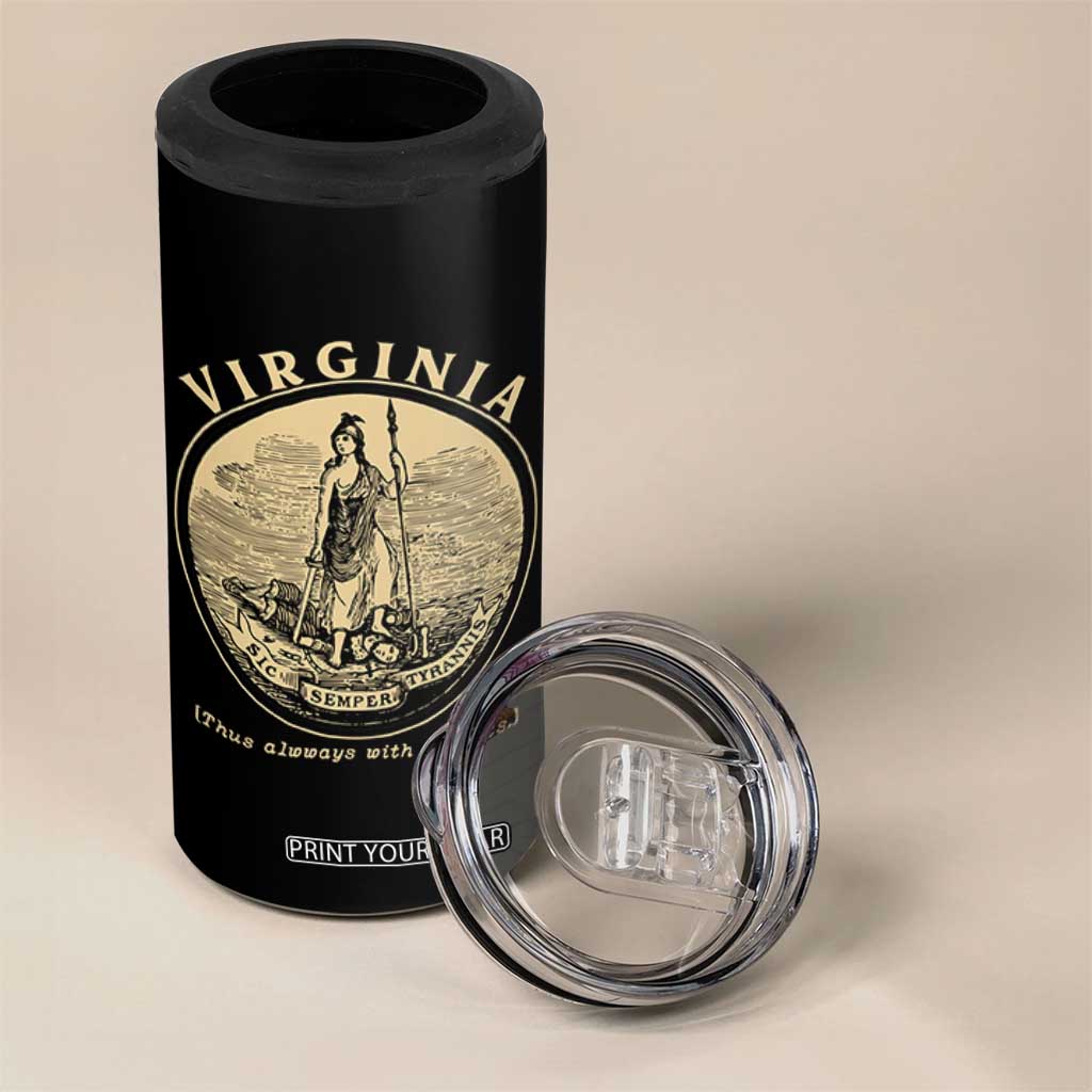 Vintage Virginia Motto Sic Semper Tyrannis 4 in 1 Can Cooler Tumbler TS14 Print Your Wear