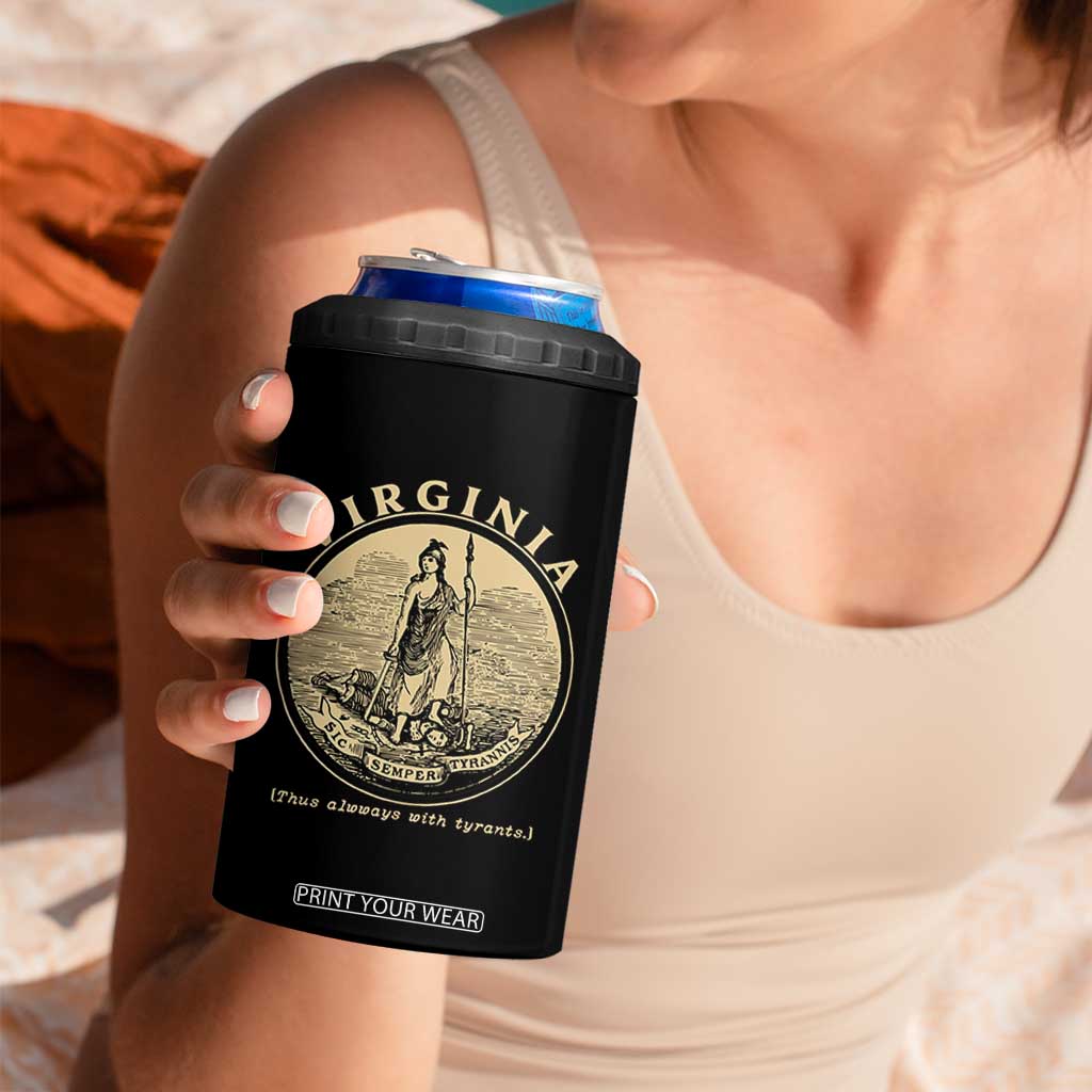 Vintage Virginia Motto Sic Semper Tyrannis 4 in 1 Can Cooler Tumbler TS14 Print Your Wear