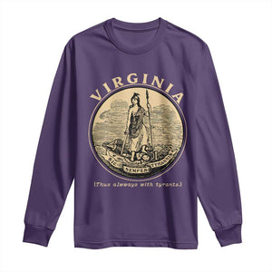 Vintage Virginia Motto Sic Semper Tyrannis Long Sleeve Shirt TS14 Purple Print Your Wear