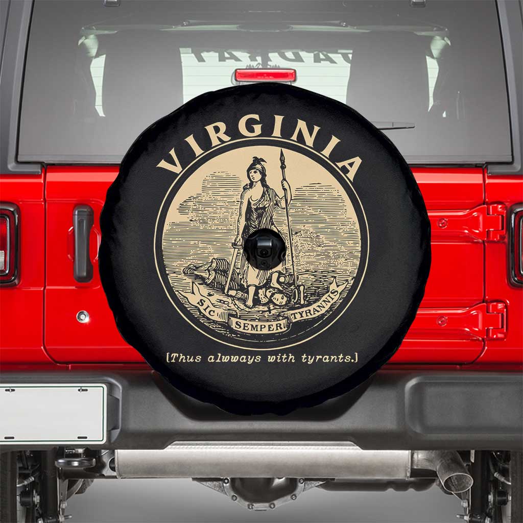 Vintage Virginia Motto Sic Semper Tyrannis Spare Tire Cover TS14 Black Print Your Wear
