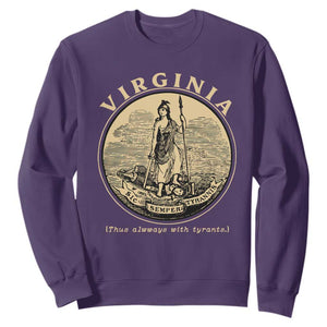 Vintage Virginia Motto Sic Semper Tyrannis Sweatshirt TS14 Purple Print Your Wear