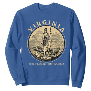 Vintage Virginia Motto Sic Semper Tyrannis Sweatshirt TS14 Royal Blue Print Your Wear