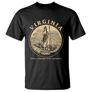 Vintage Virginia Motto Sic Semper Tyrannis T Shirt TS14 Black Print Your Wear
