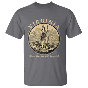 Vintage Virginia Motto Sic Semper Tyrannis T Shirt TS14 Charcoal Print Your Wear