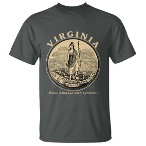 Vintage Virginia Motto Sic Semper Tyrannis T Shirt TS14 Dark Heather Print Your Wear