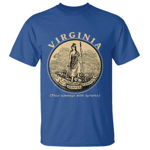 Vintage Virginia Motto Sic Semper Tyrannis T Shirt TS14 Royal Blue Print Your Wear