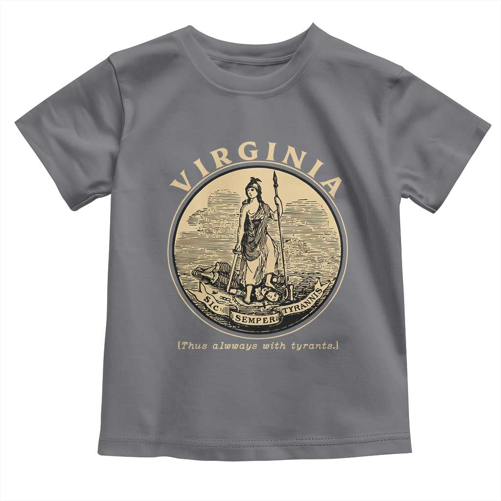 Vintage Virginia Motto Sic Semper Tyrannis Toddler T Shirt TS14 Charcoal Print Your Wear