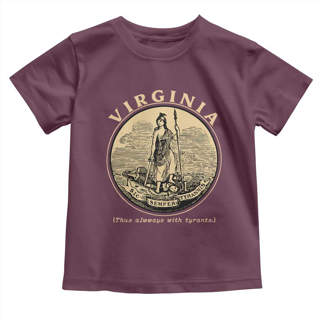 Vintage Virginia Motto Sic Semper Tyrannis Toddler T Shirt TS14 Maroon Print Your Wear