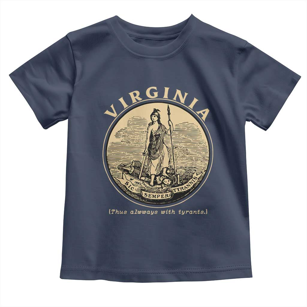 Vintage Virginia Motto Sic Semper Tyrannis Toddler T Shirt TS14 Navy Print Your Wear