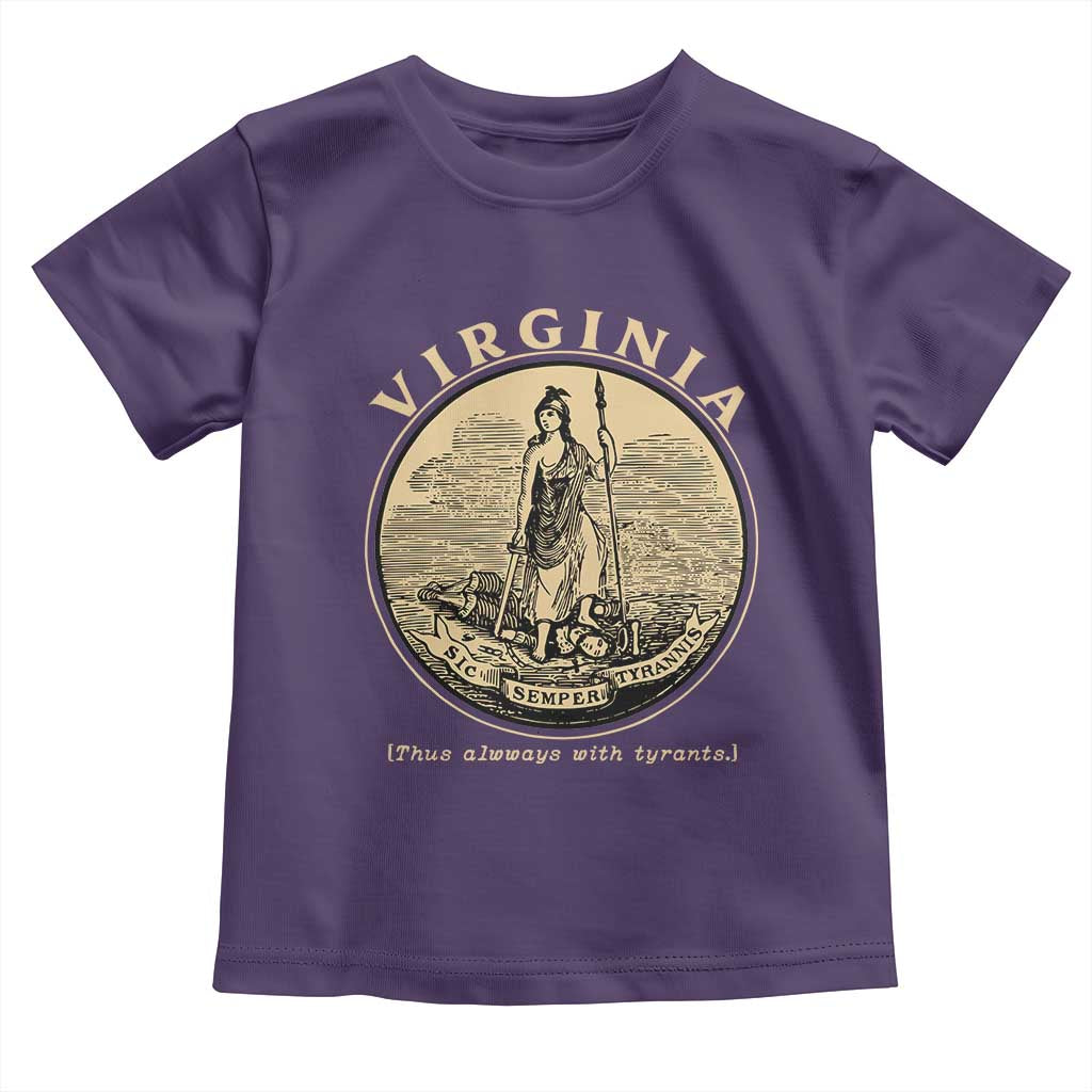 Vintage Virginia Motto Sic Semper Tyrannis Toddler T Shirt TS14 Purple Print Your Wear