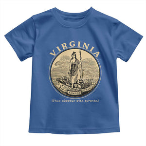 Vintage Virginia Motto Sic Semper Tyrannis Toddler T Shirt TS14 Royal Blue Print Your Wear