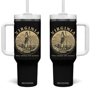 Vintage Virginia Motto Sic Semper Tyrannis Tumbler With Handle TS14 One Size: 40 oz Black Print Your Wear
