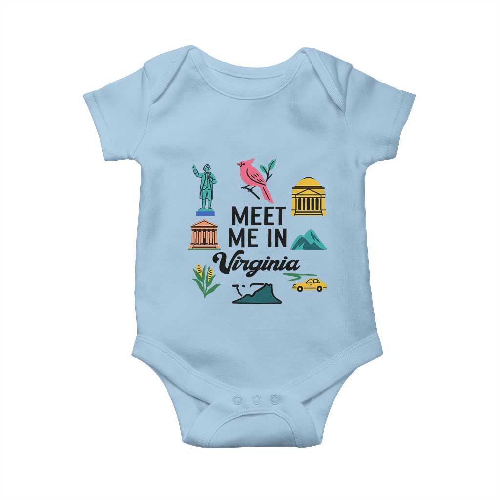Meet Me in Virginia Baby Onesie Travel Souvenir East Coast State Pride TS14 Light Blue Print Your Wear