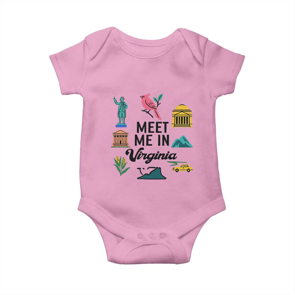 Meet Me in Virginia Baby Onesie Travel Souvenir East Coast State Pride TS14 Light Pink Print Your Wear