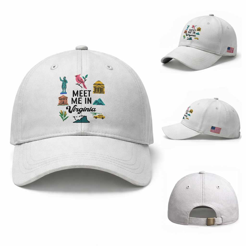 Meet Me in Virginia Baseball Cap Travel Souvenir East Coast State Pride TS14 Baseball Cap Universal Fit White Print Your Wear
