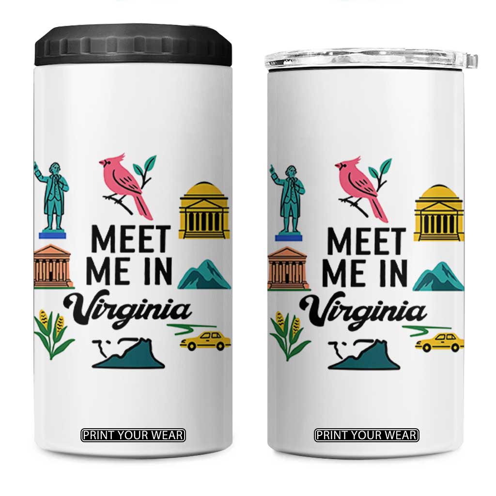 Meet Me in Virginia 4 in 1 Can Cooler Tumbler Travel Souvenir East Coast State Pride TS14 One Size: 16 oz White Print Your Wear