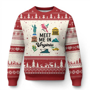 Meet Me in Virginia Ugly Christmas Sweater Travel Souvenir East Coast State Pride TS14 Beige Red Print Your Wear