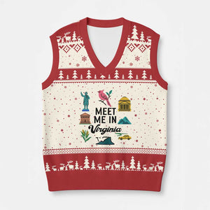 Meet Me in Virginia V-Neck Knit Sweater Vest Travel Souvenir East Coast State Pride TS14 Beige Red Print Your Wear