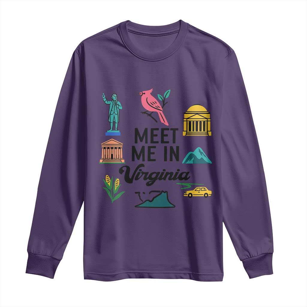 Meet Me in Virginia Long Sleeve Shirt Travel Souvenir East Coast State Pride TS14 Purple Print Your Wear