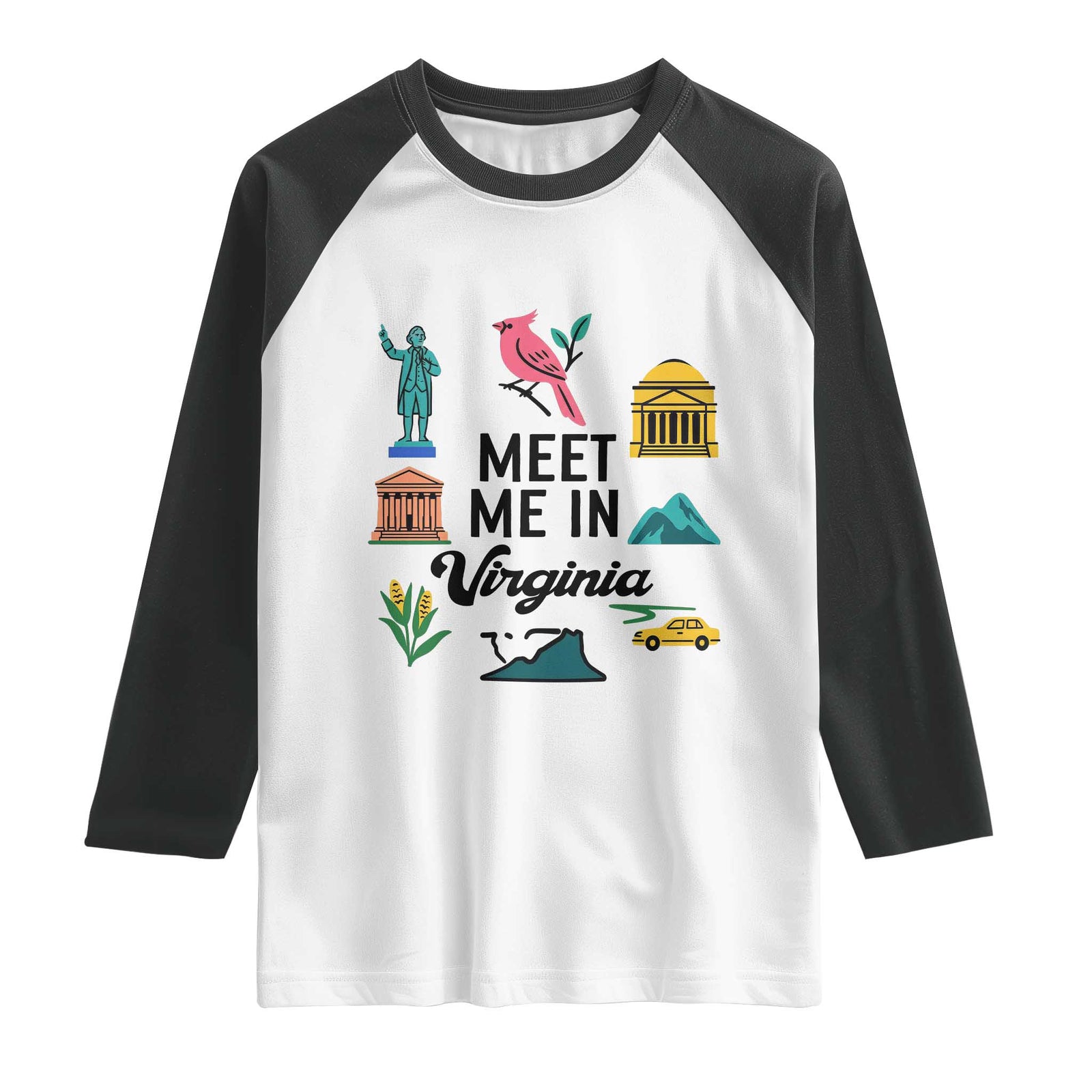 Meet Me in Virginia Raglan Shirt Travel Souvenir East Coast State Pride TS14 White Black Print Your Wear