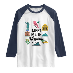 Meet Me in Virginia Raglan Shirt Travel Souvenir East Coast State Pride TS14 White Navy Print Your Wear