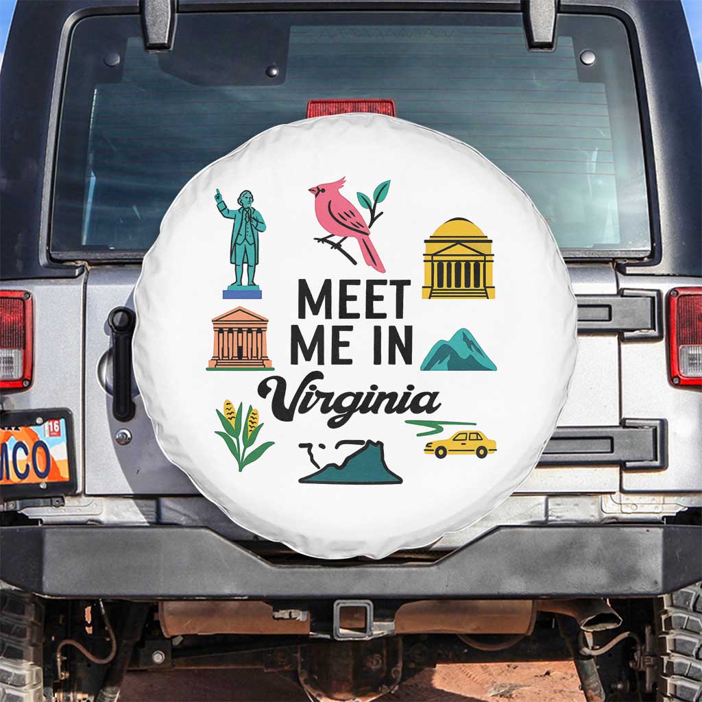 Meet Me in Virginia Spare Tire Cover Travel Souvenir East Coast State Pride TS14 No hole White Print Your Wear
