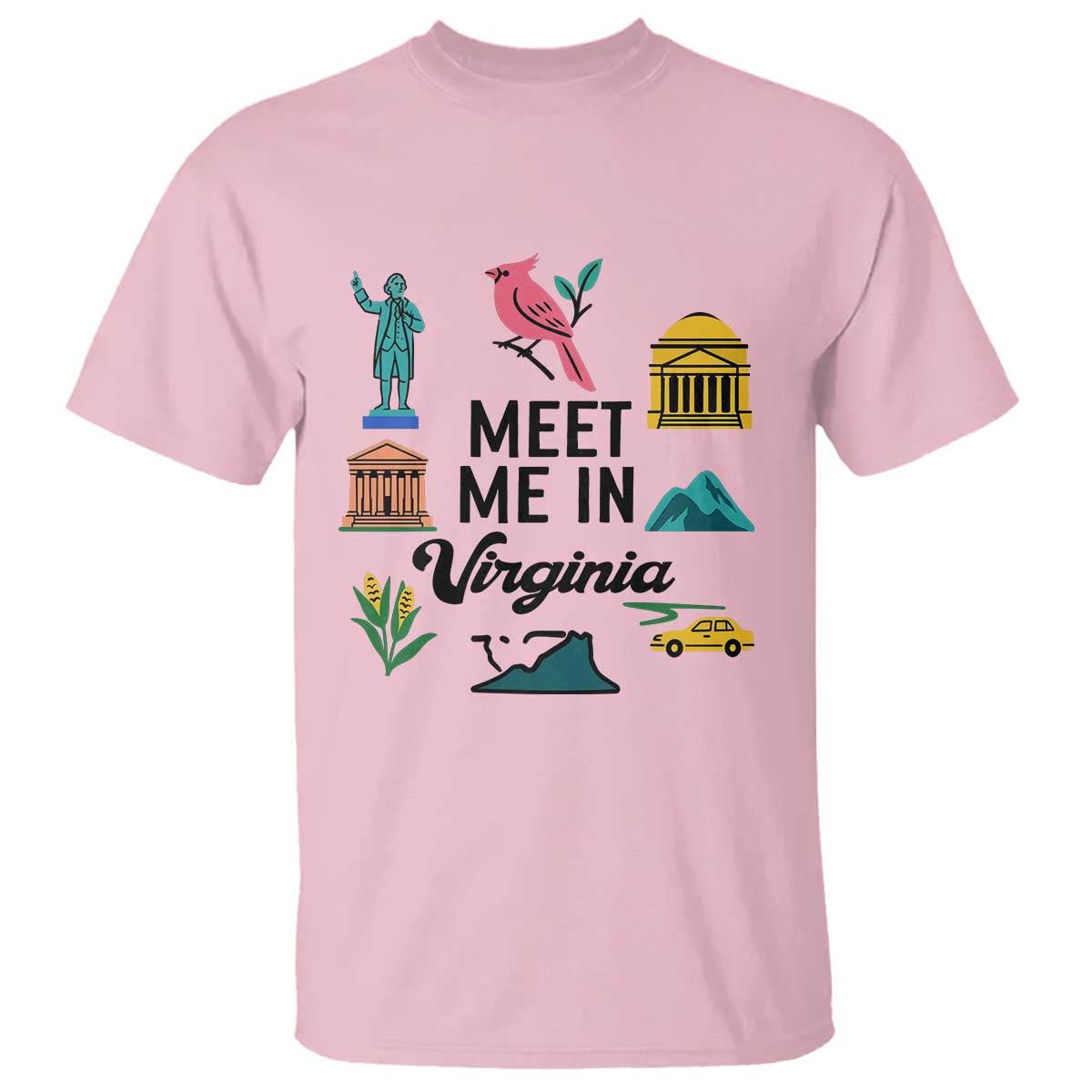 Meet Me in Virginia T Shirt Travel Souvenir East Coast State Pride TS14 Light Pink Print Your Wear