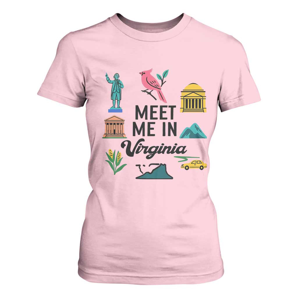 Meet Me in Virginia T Shirt For Women Travel Souvenir East Coast State Pride TS14 Light Pink Print Your Wear
