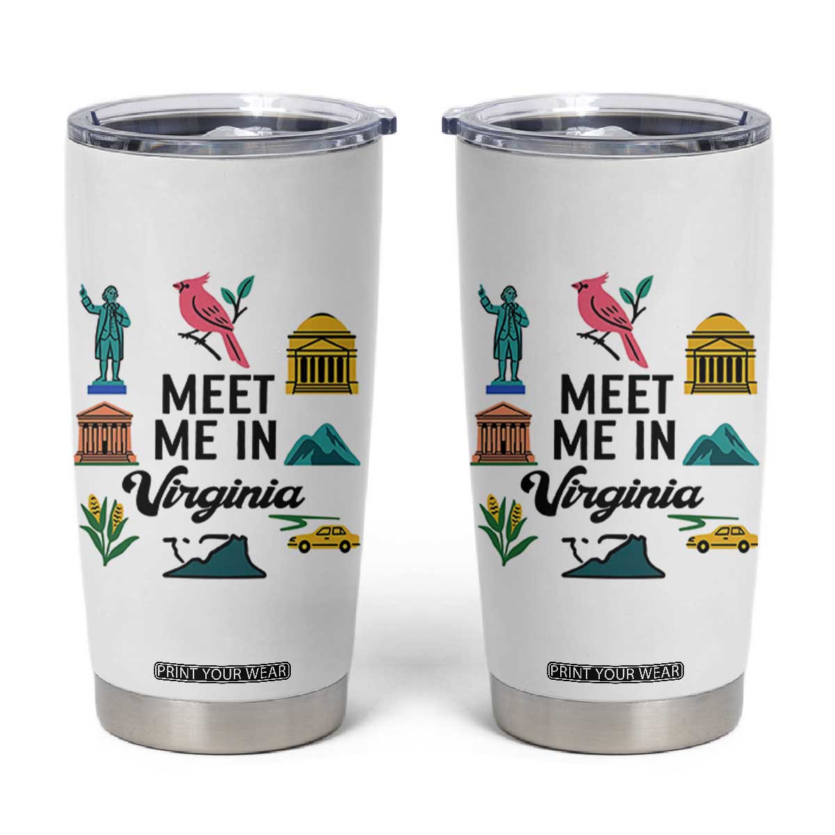 Meet Me in Virginia Tumbler Cup Travel Souvenir East Coast State Pride TS14 White Print Your Wear