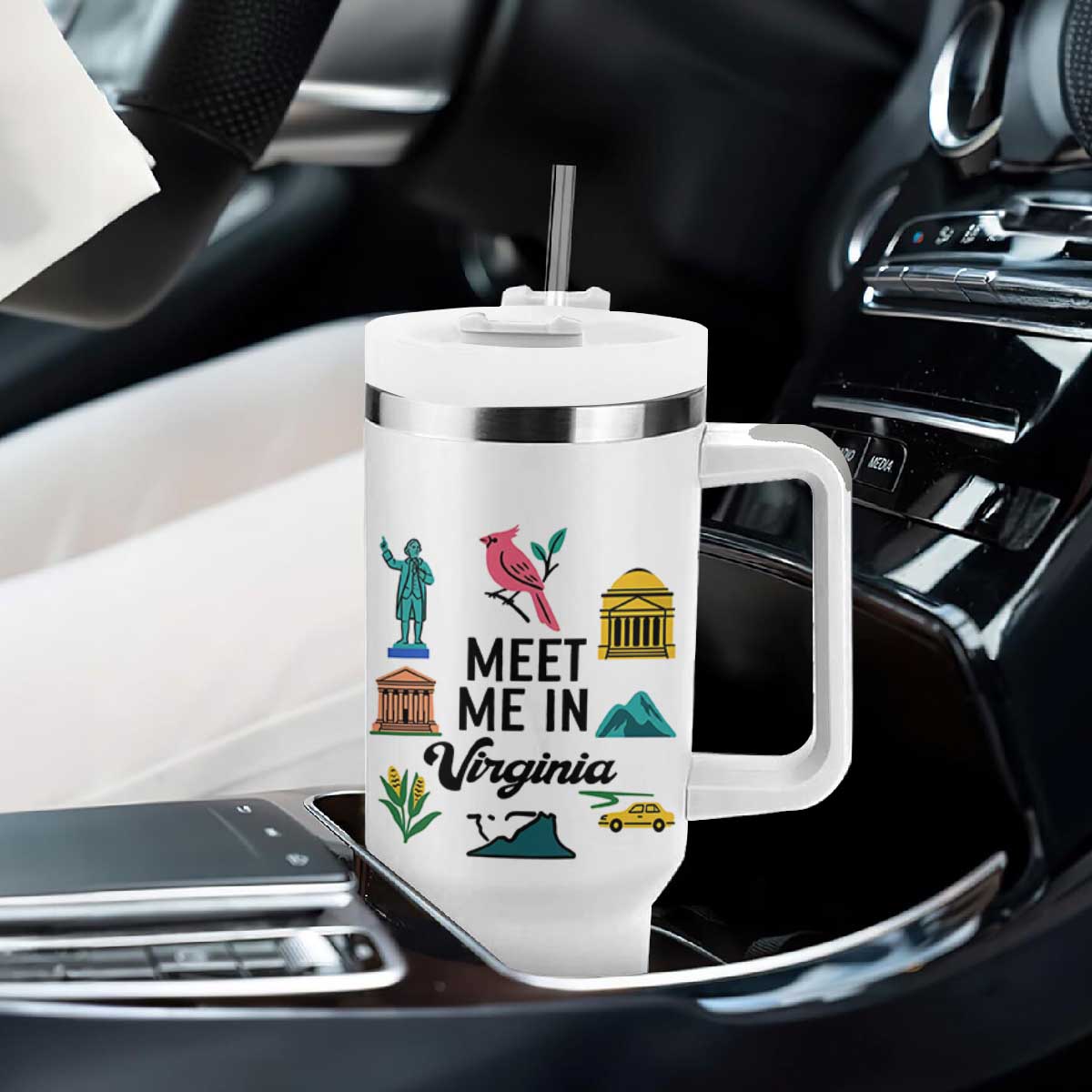 Meet Me in Virginia Tumbler With Handle Travel Souvenir East Coast State Pride TS14 Print Your Wear