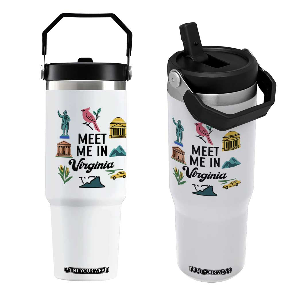 Meet Me in Virginia Flip Straw Tumbler Travel Souvenir East Coast State Pride TS14 One Size: 30 oz White Print Your Wear